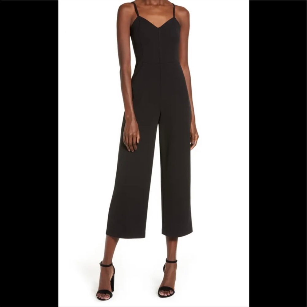 LEITH strappy cropped black jumpsuit in XS.